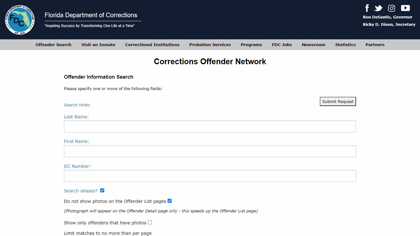 Corrections Offender Network - dc.state.fl.us